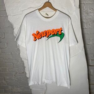 Vintage 90s Newport Cigarettes T Shirt Mens Large White Screen Stars